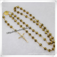 Metal Rose Gold Plated Beads Rosary with Crucifix (IO-cr191)